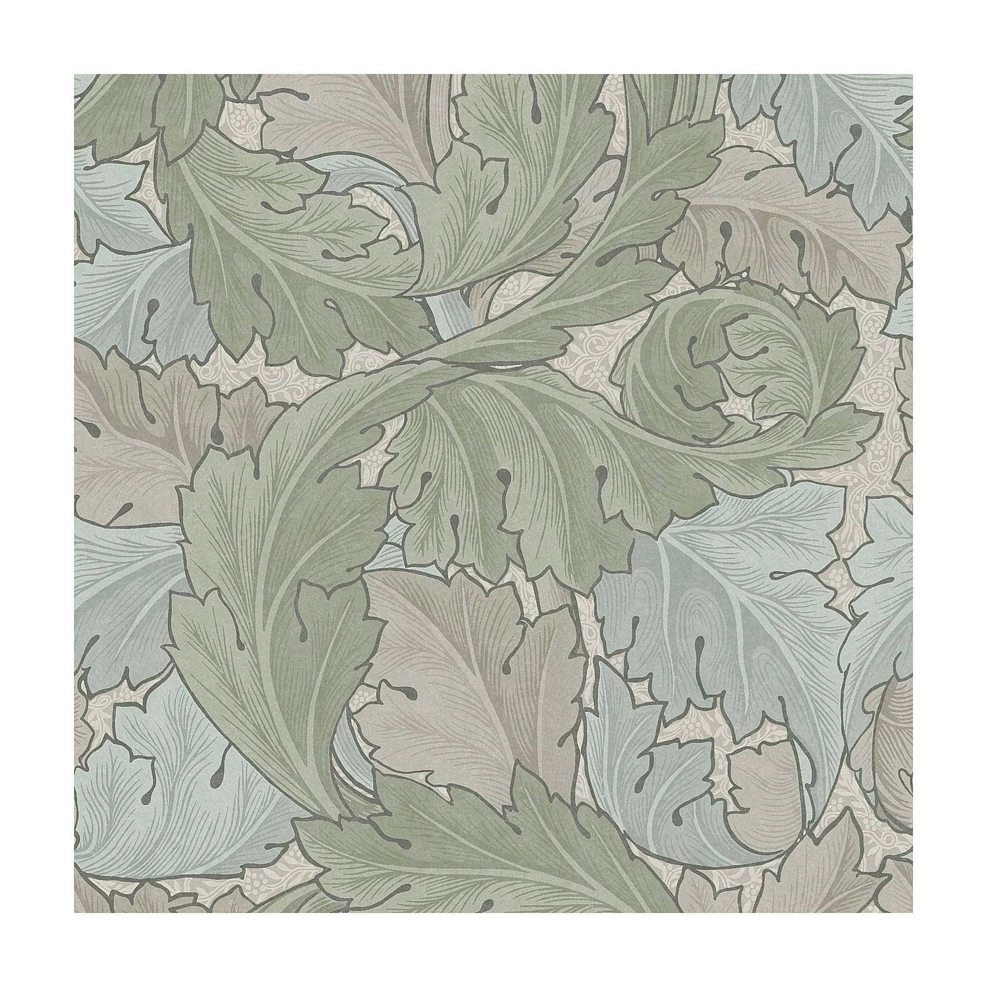 William Morris At Home Sage & Duck Egg Acanthus Wallpaper | Paste The Wall | Green Floral | Eco-Friendly