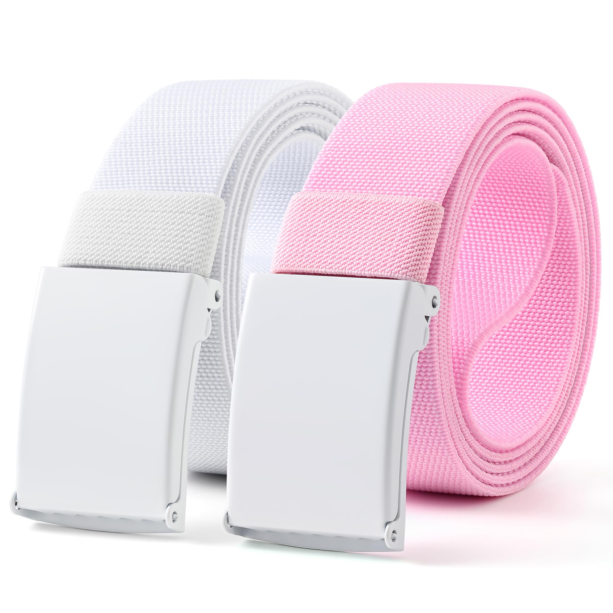 Mile High Life Stretch Canvas Belt for Men, Golf Casual Elastic Web Belt, Top Military Buckle, Adjustable Cut to Fit