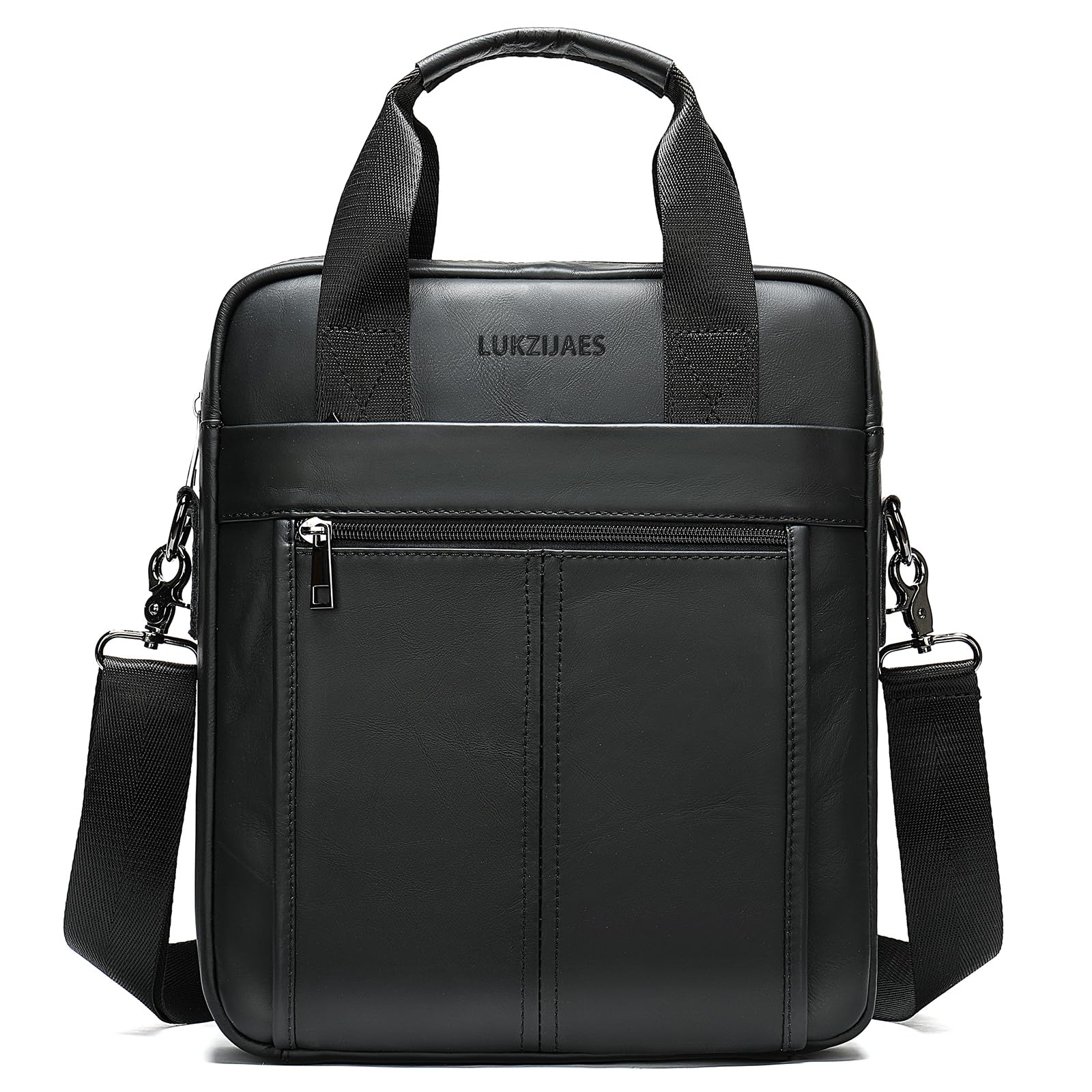 LUKZIJAES Genuine Leather Shoulder Messenger Bag for Men Adjustable Shoulders Sling Crossbody Bags
