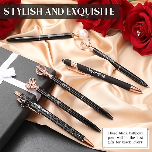 Miniatura 4 de 6 bolígrafos elegantes para mujer, bolígrafo de diamantes de cristal para diario, bonito bolígrafo con purpurina con caja, regalos inspiradores para