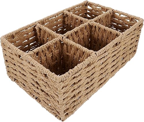 Cabilock Caja de papelería decorativa de seis compartimentos para artículos pequeños para oficina en casa