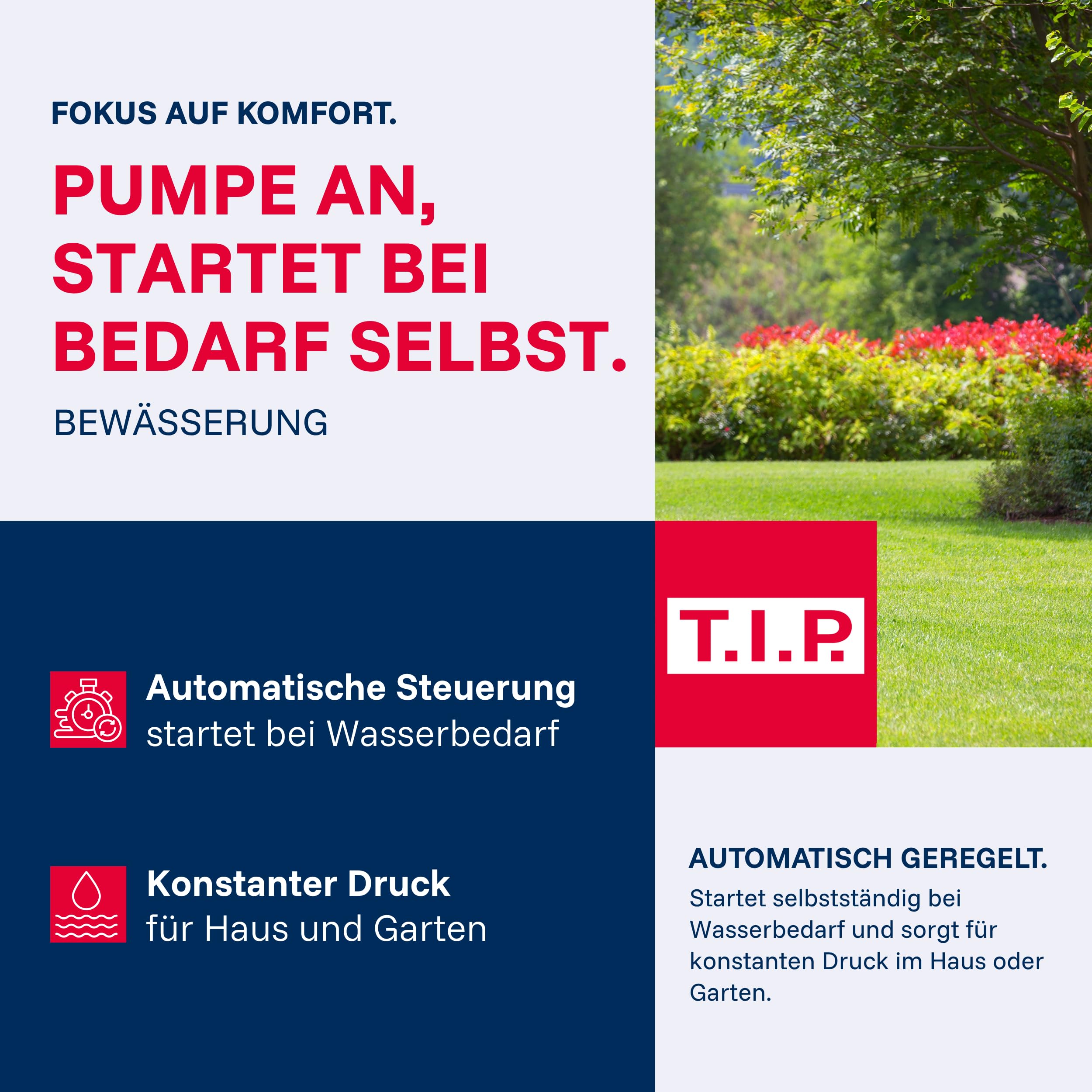 T.I.P. Edelstahl Hauswasserautomat - 4250 l/h Kapazität, 44 m Förderhöhe, 900 W Power, Automatiksteuerung - Ideal für druckabhängige Wasserversorgung, HWA 4400 INOX, 31192