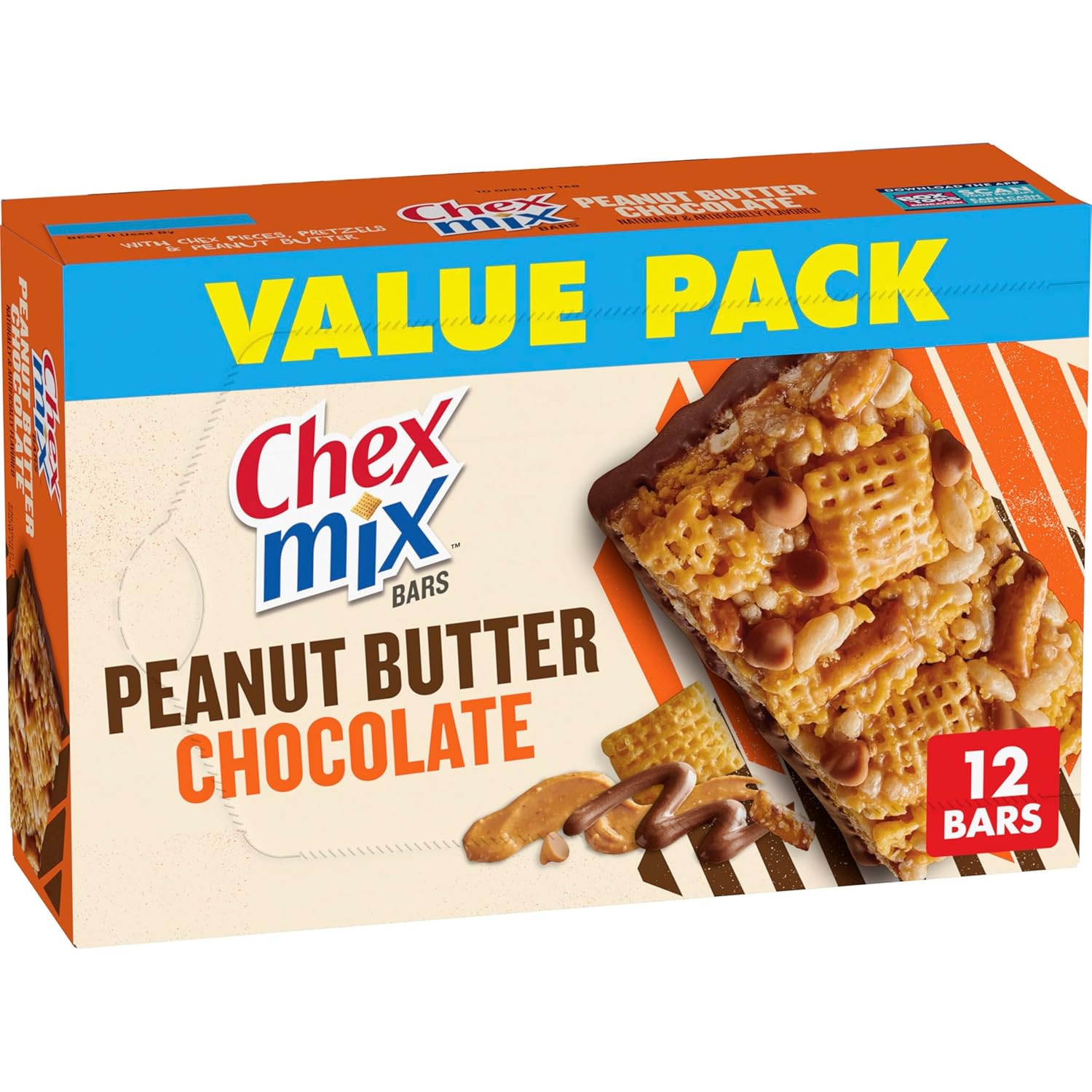 Chex Mix Peanut Butter Chocolate Flavored Treat Bar, Value Pack, 12 Bars, 13.56 oz