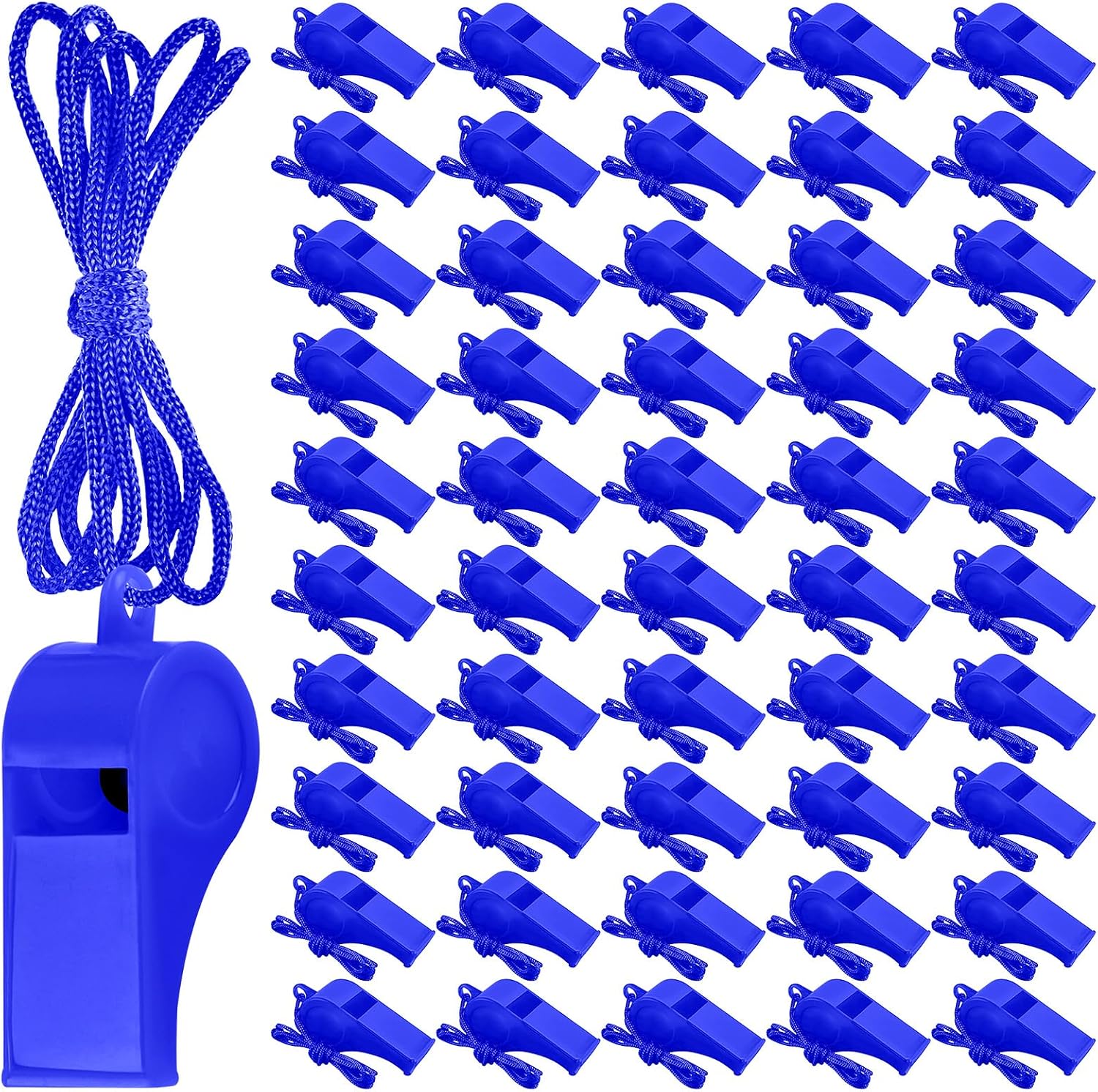 50 Silbatos de Plástico con Cordón para Entrenamiento y Deportes miniatura 1