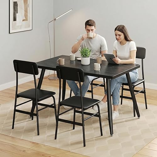 Miniatura 4 de Gizoon Juego de mesa de comedor para 4, moderno juego de mesa y sillas de cocina de 5 piezas, espacio pequeño Comedor de 4 Sillas y Mesa, marco de