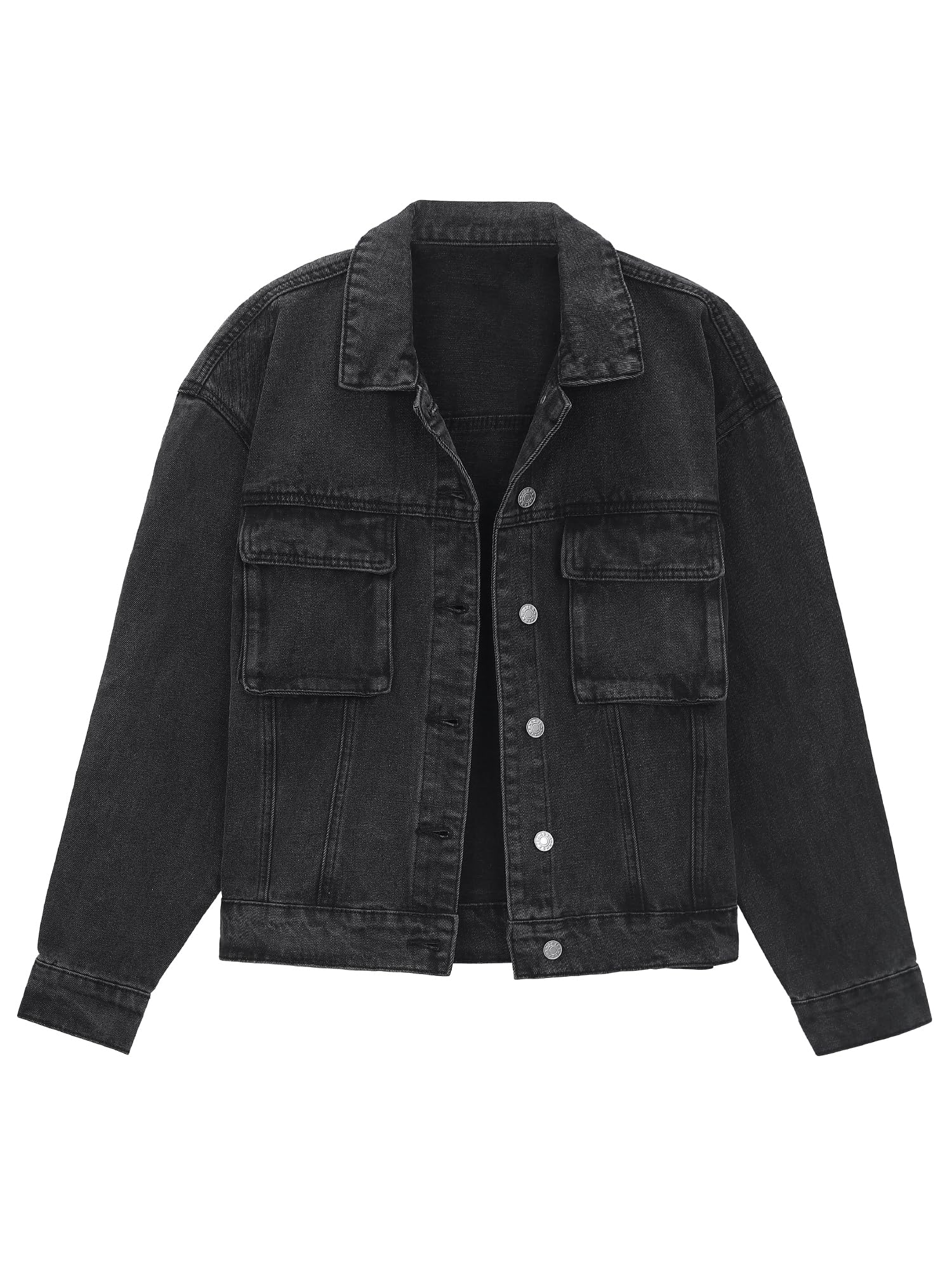 Women's Denim Jacket Button Down Cargo Pockets Casual Denim Shacket Western Outfits 2025 Jean Jackets