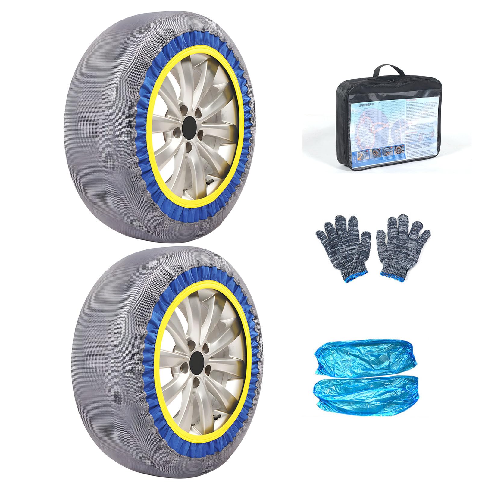 2 Stück Autoreifen Schneesocken Hohe Traktion Reifen Socken Alternative für Kette Winter Auto Zubehör Fahrhilfe