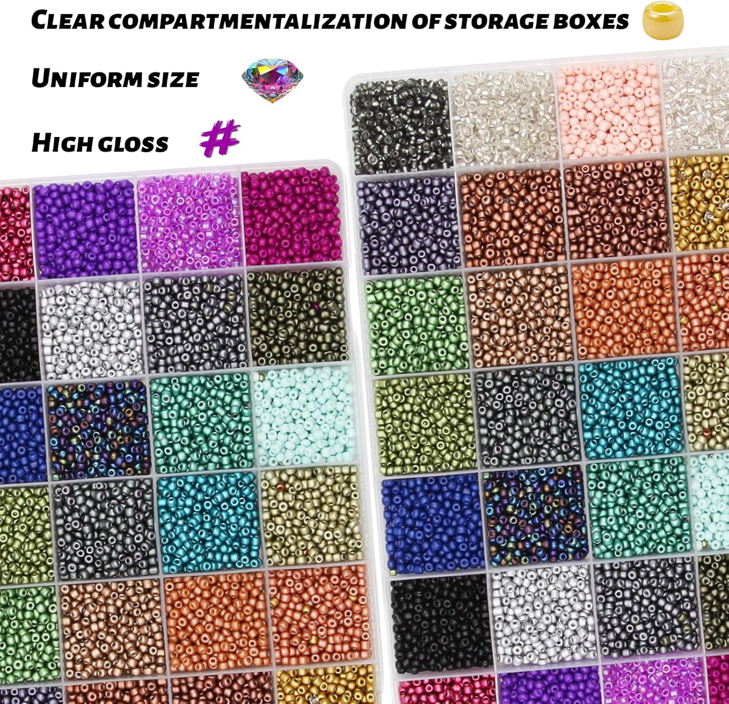 11200pcs Glass Seed Beads for DIY Crafting Bracelet Necklace Embroidery Jewelry Making Supplies (3mm, 400pcs/Color, 28 Colors, Metallic Scheme) - Image 3