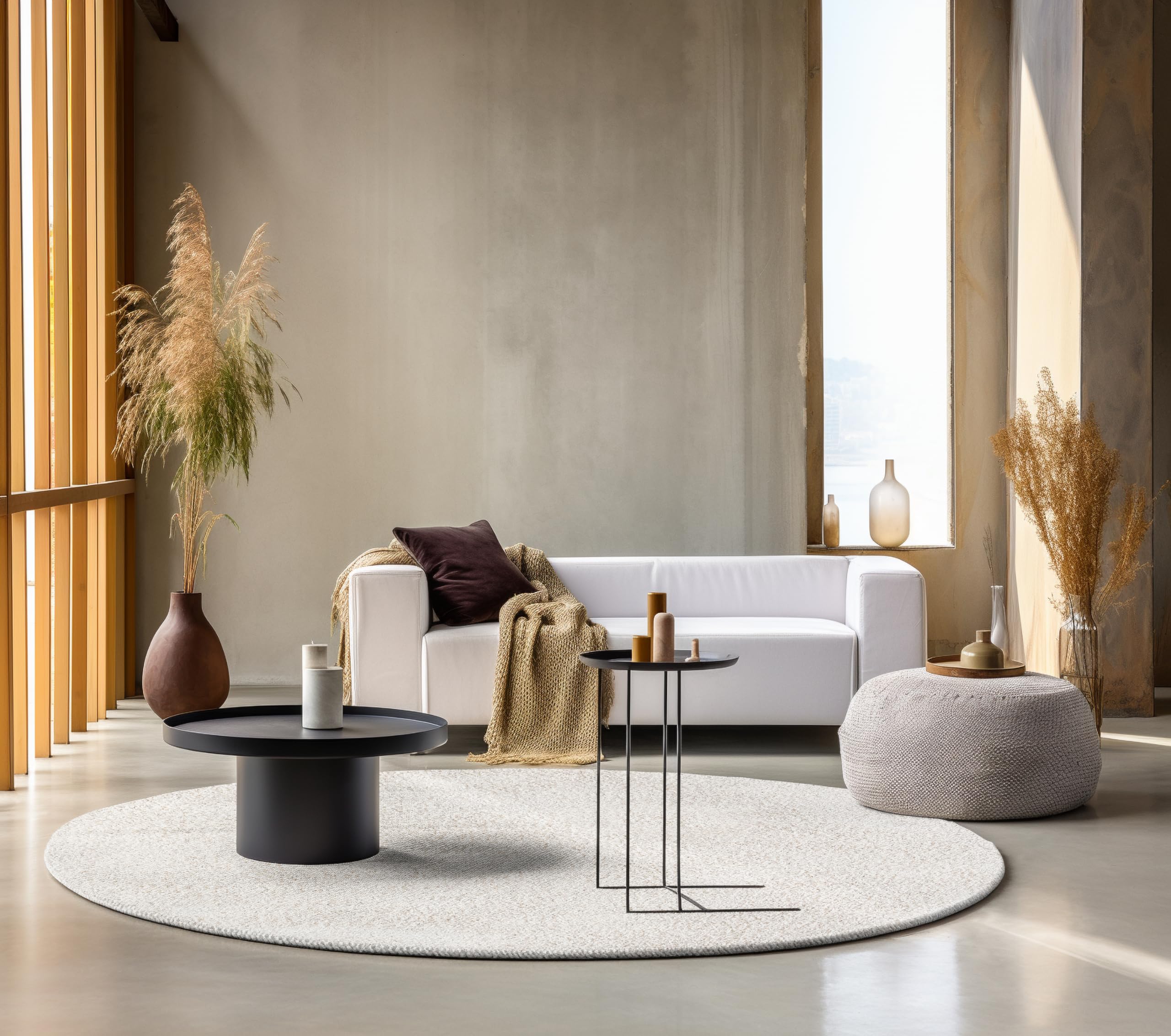 freundin Home Collection 105978 Round Shaggy Fluffy High Rug-Plain Soft Easy Care Long Pile for Living Dining, Bedroom