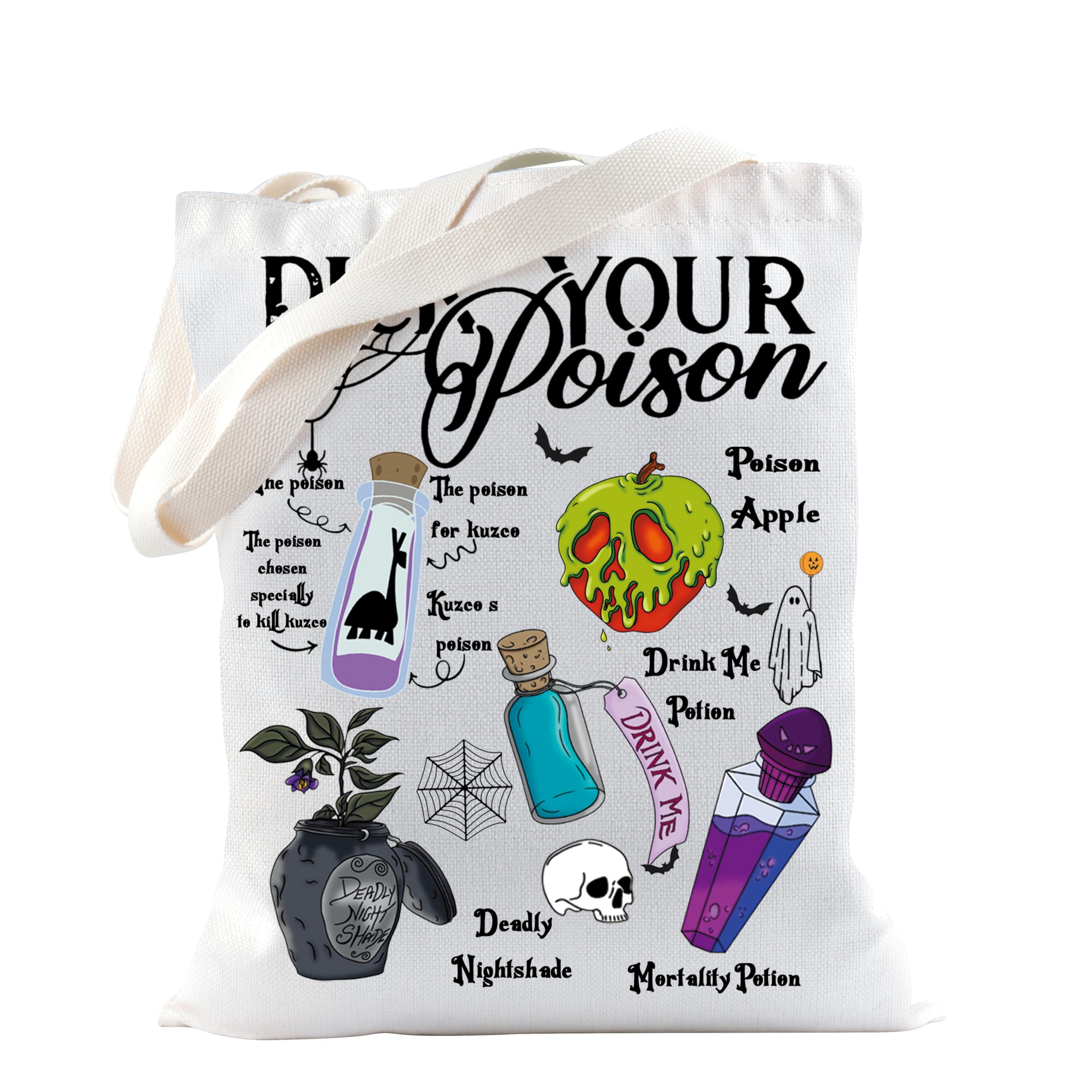 Poison Bag Witch Witchy Evil Queen Gift Pick Your Poison Tote Bag Villains Fans Halloween Party