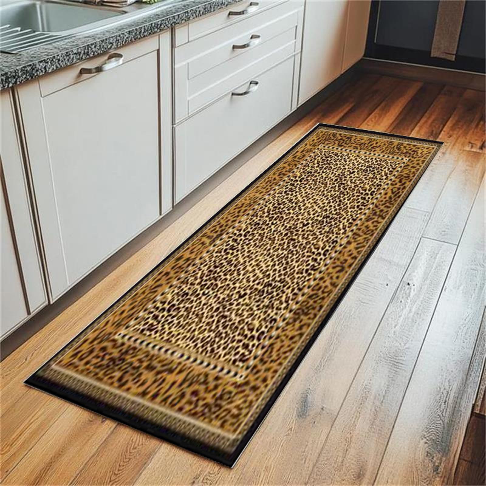 ZSSZO Brown Leopard Print Area Rug Luxury Animal Cheetah Print Throw Rugs Soft Comfy Washable Floor Mats for Kitchen Hallway Bedroom,3'x5'