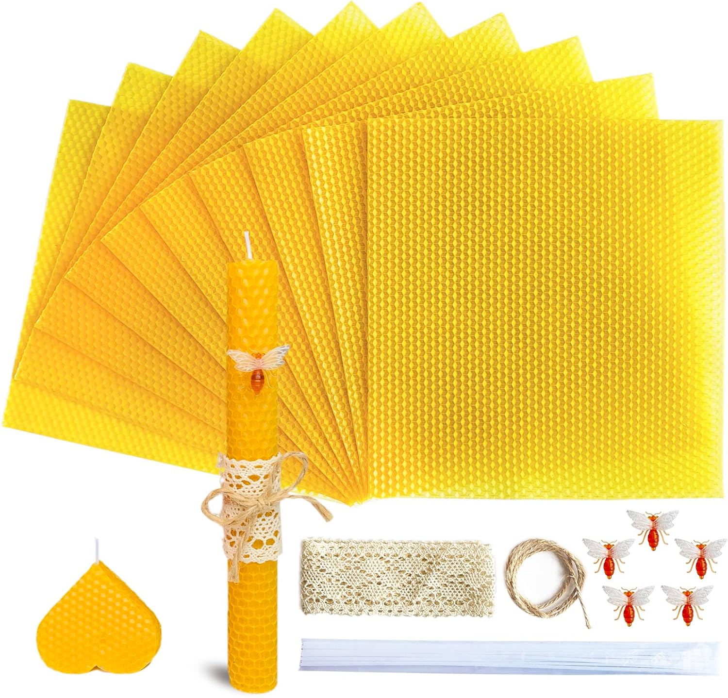 Lacaser Beeswax Candle Making Kit, 10pcs 8"x 8" 100