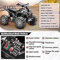 Vista 5 de Soar Electirc - Cuatro ruedas para niños pequeños de 4 ruedas 3-6, cuatrimoto de 12 V a batería, Quad para niños con luces LED, música, alta