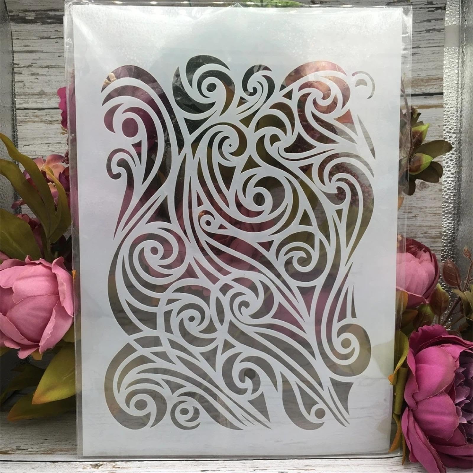Lot de 6 pochoirs pour peinture, format A4, 29 cm, motif fleurs de rose, pour peinture sur bois, mur, toile, tissu, roche, panneaux, projets artistiques de bricolage, décoration d'intérieur