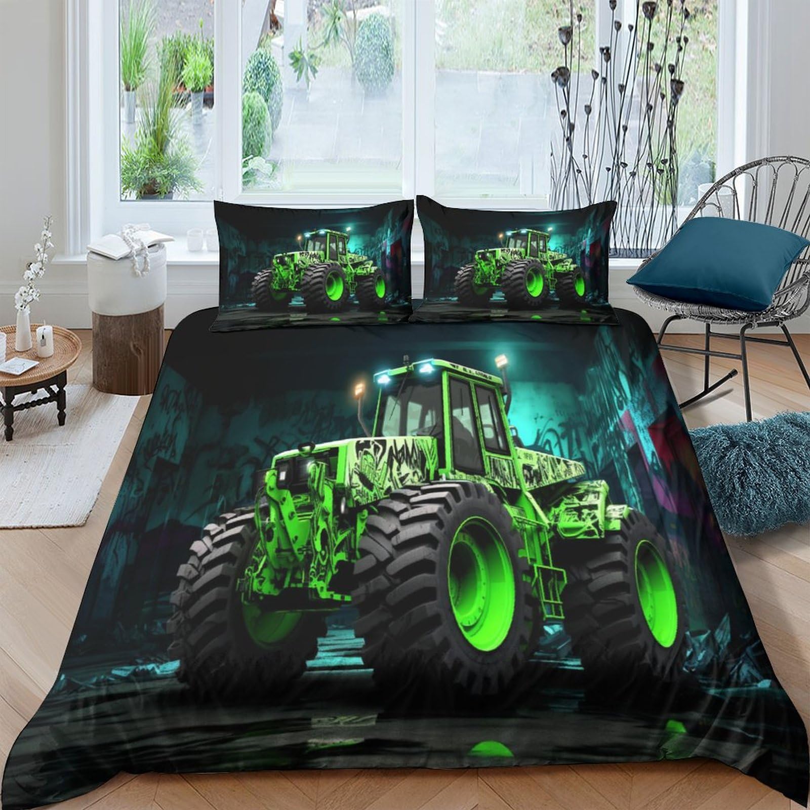 Housse de couette moissonneuse facile à nettoyer avec fermeture éclair 3D