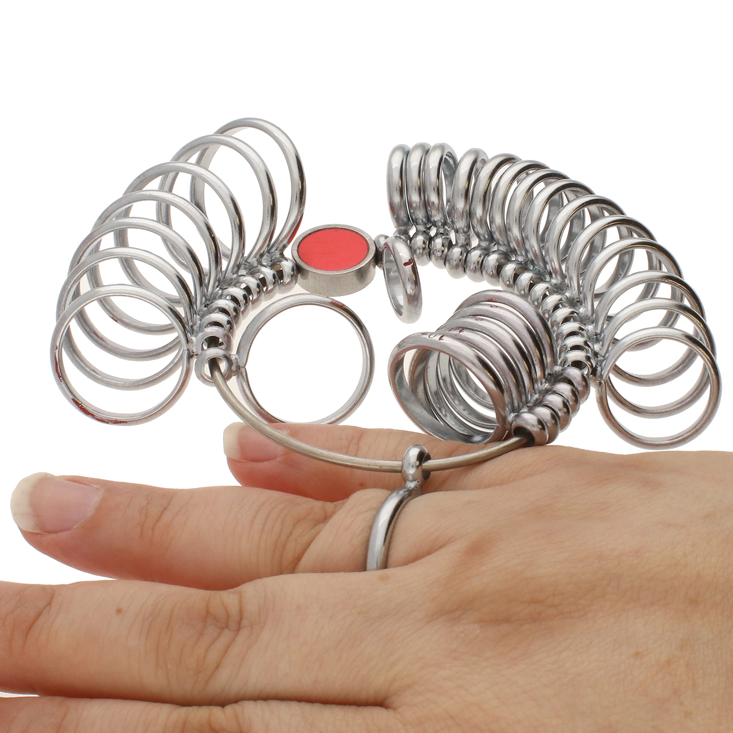 The Beadsmith Half-Round Finger Gauge – U.S. Sizes: 1-15, Full and Half Sizes – 29 Steel Rings with Marked Measurements – Tool for Measuring Fingers and Determining Ring Sizes
