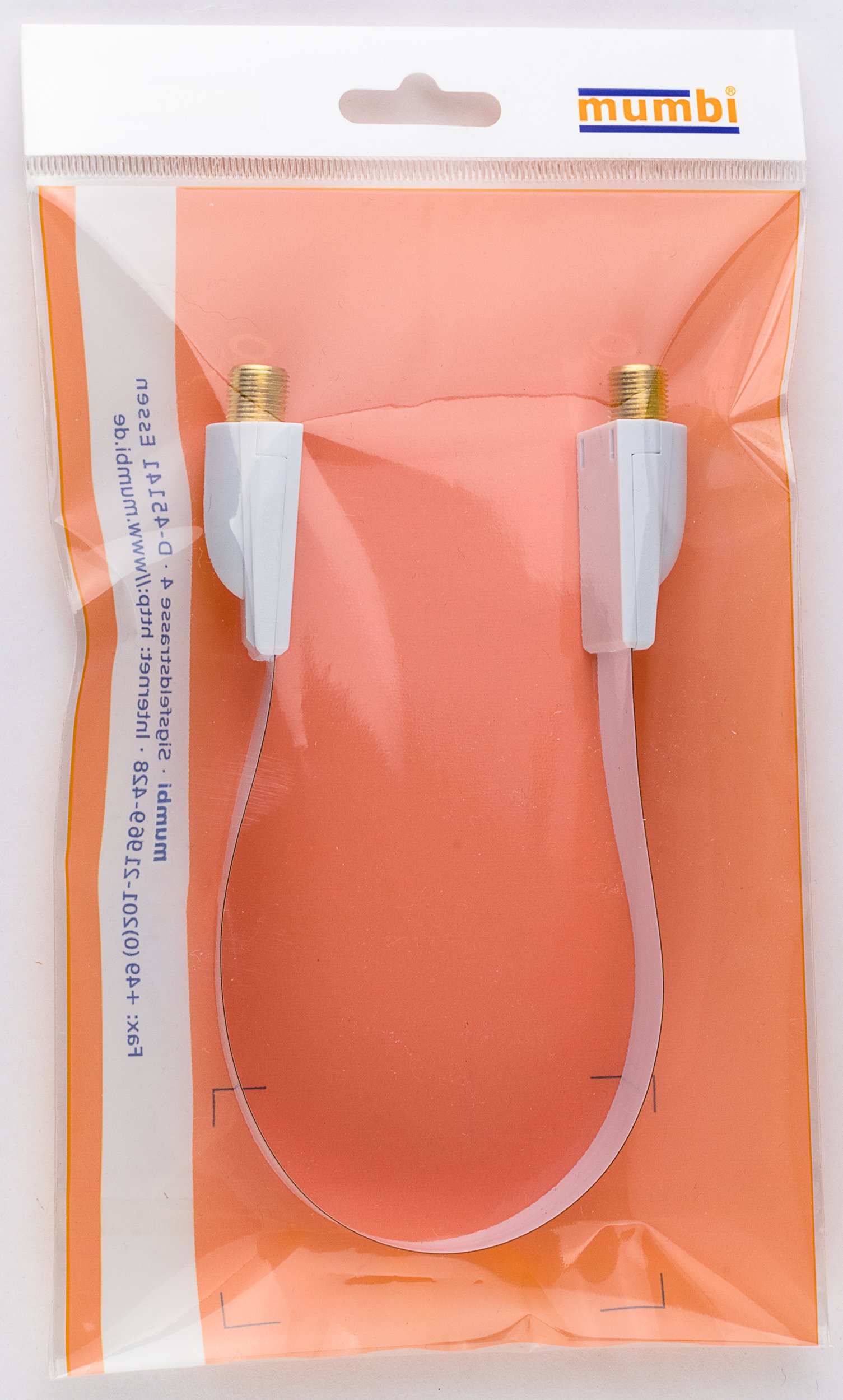 mumbi 30 cm Passe-fenêtre pour cble Satellite (connecteur F vers fiche F) extrêmement Plat, blanc