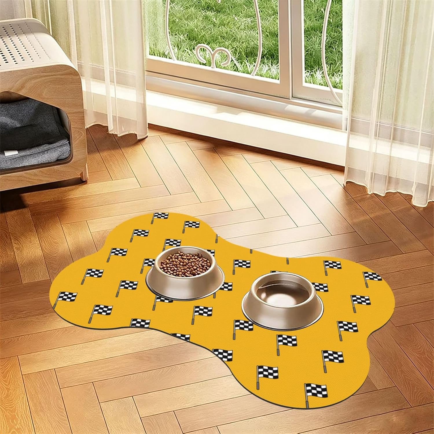 Dog Food Mats for Floors Waterproof,Pet Feeding Absorbent Water Bowl Mat