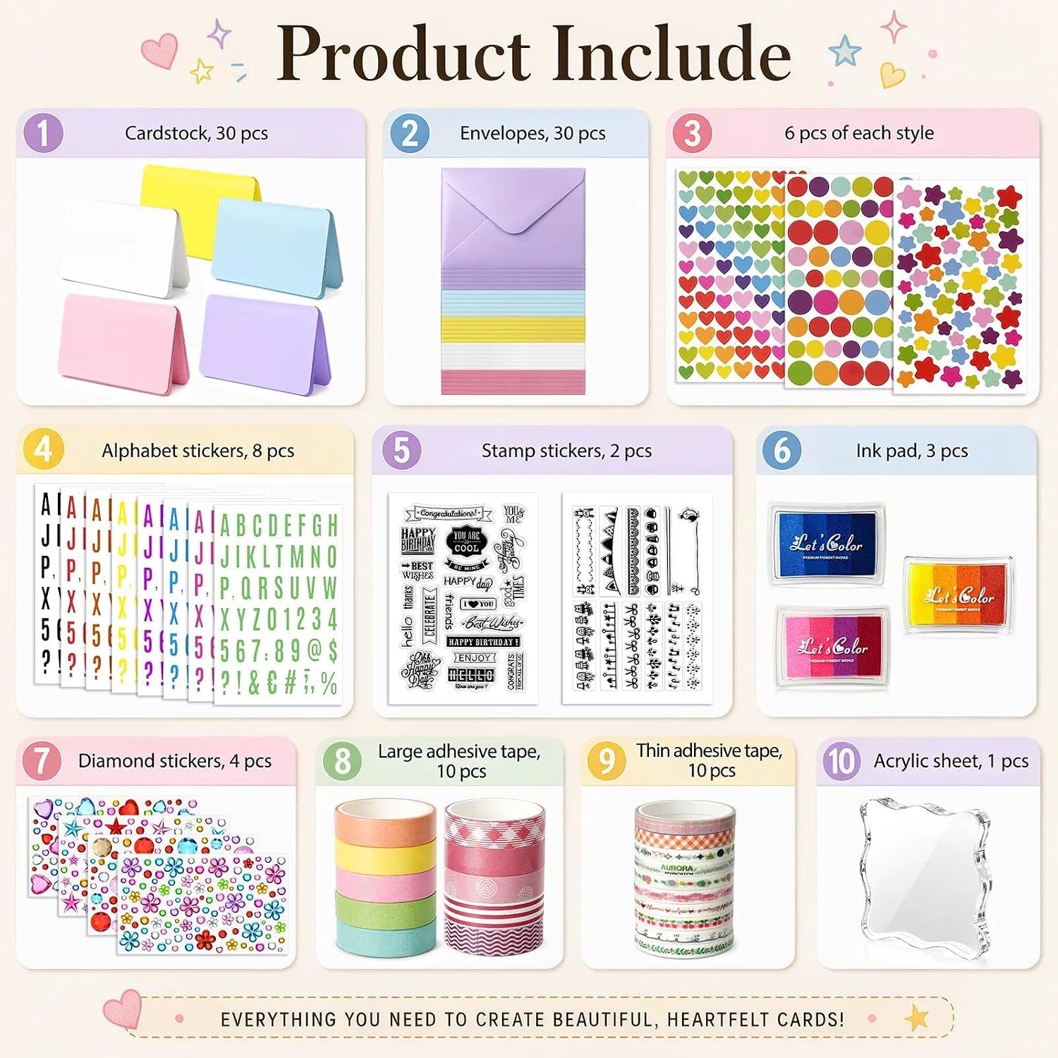 30 Pack Card Making Kits for Creative DIY,Card Making Supplies