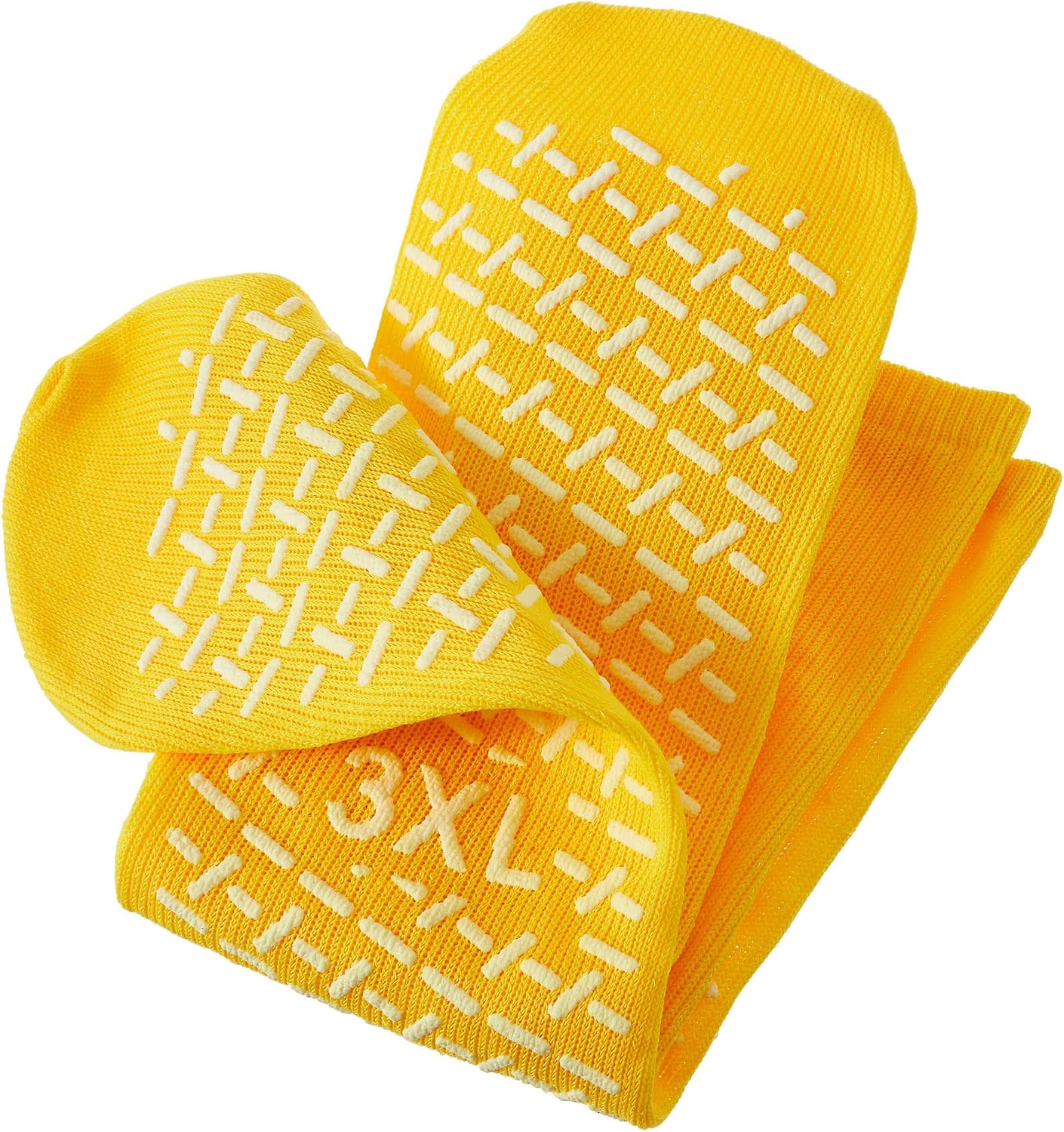 PrimeMed XXXL Slip Stopping Terrycloth Socks (Double Tread) (Extra Wide Bariatric) (Yellow) (3 Pairs)