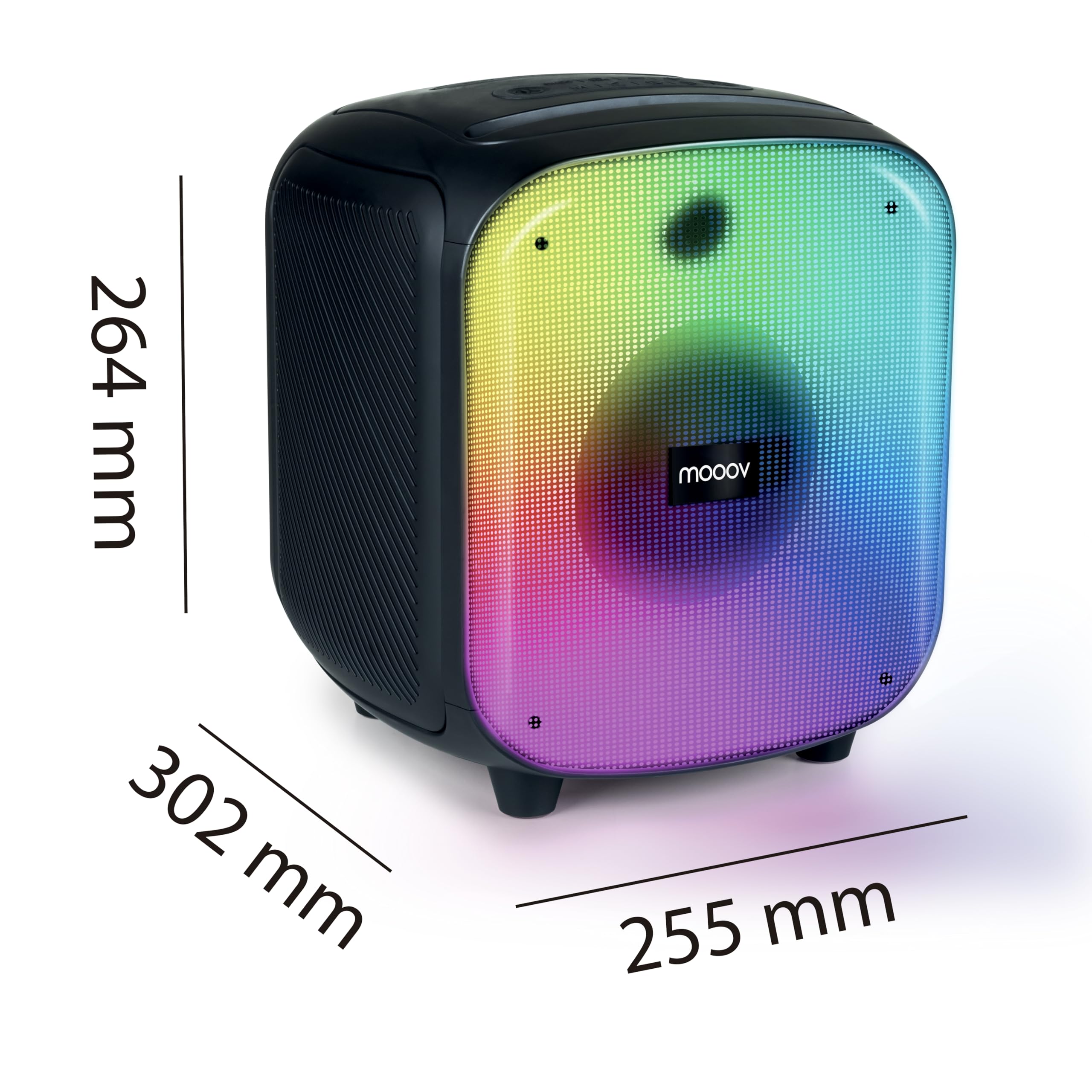 Mooov 477370 - Potężny głośnik Bluetooth 200 W Musicale, TWS, przenośny, 6 efektów LED, gniazda USB, microSD, wejście Micro