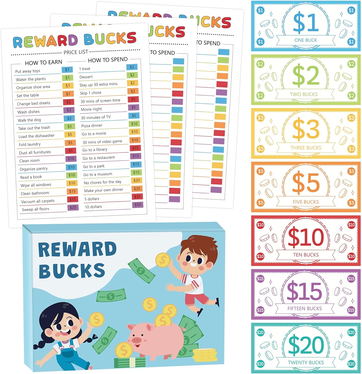 Amazon.co.jp: COcnny 633ピース キッズ リワードバックスチャート グッドビヘイビア 報酬システム バックスリスト 幼児用  男の子/女の子向けのルーチンチャート 金融リテラシープレイマネーボード 雑用タスクスケジュール ホームビジュアルリスト : おもちゃ  EZdhuawuse ...