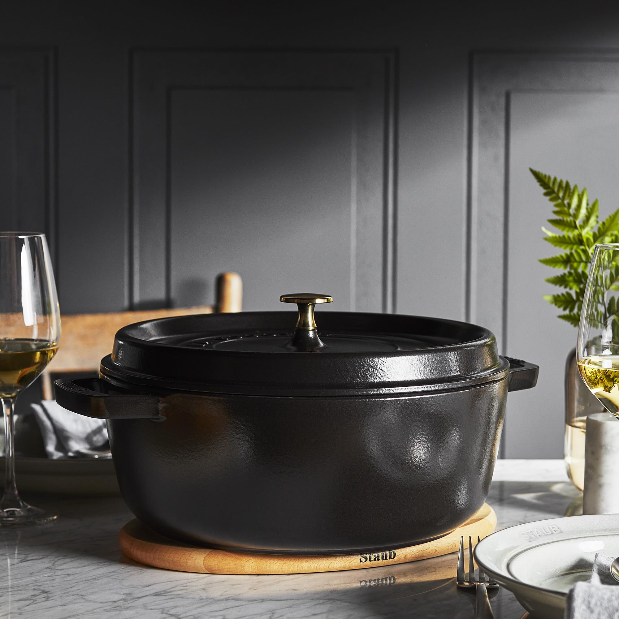 Amazon.com: STAUB Cast Iron 6-inch Round Magnetic Wood Trivet