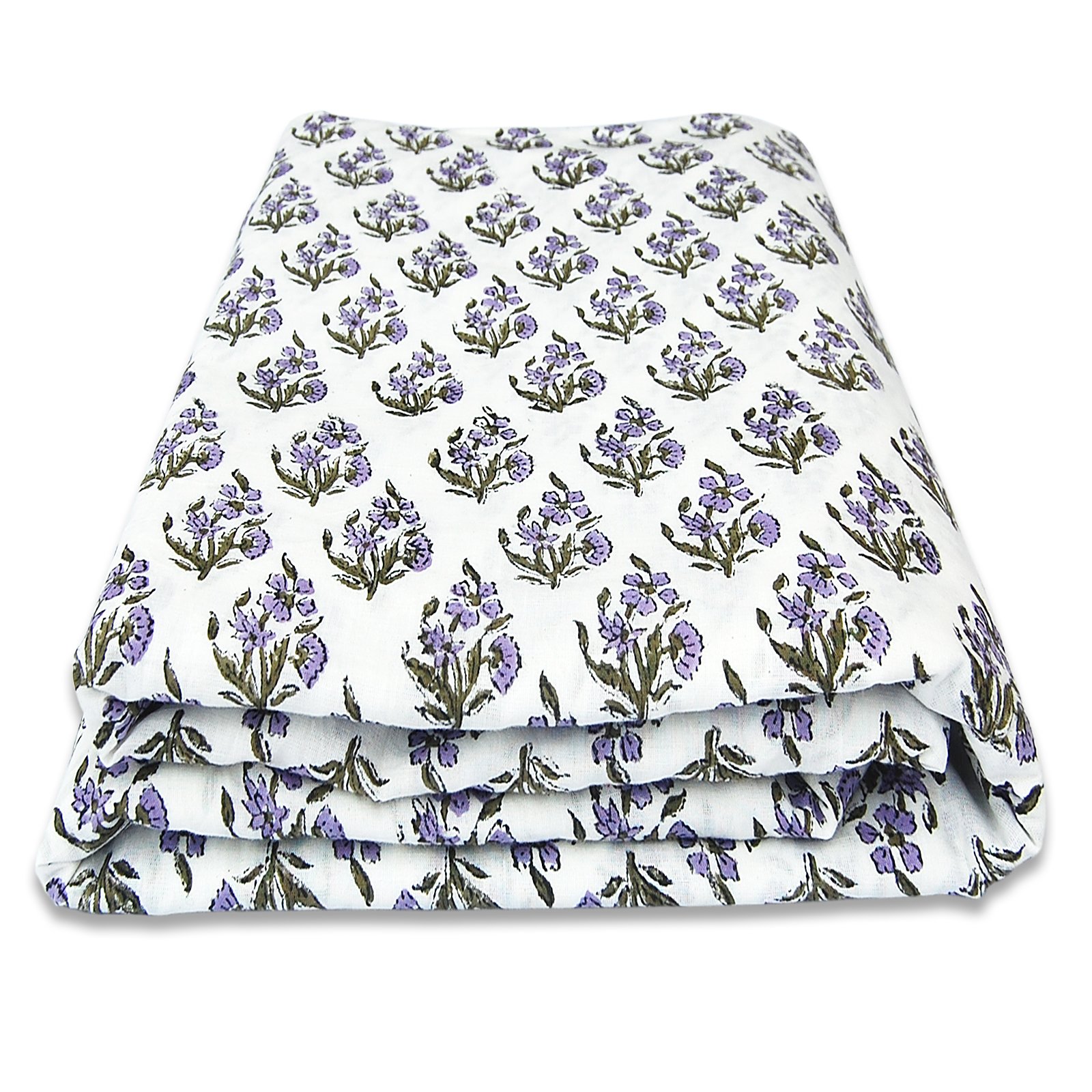 Traditional Jaipur Niebieski nadruk kwiatowy, tkanina bawełniana od The Yard, indyjski nadruk tkanina na letnią sukienkę, kurti, szalik, poduszkę, pokrowiec na sofę (10 metrów)