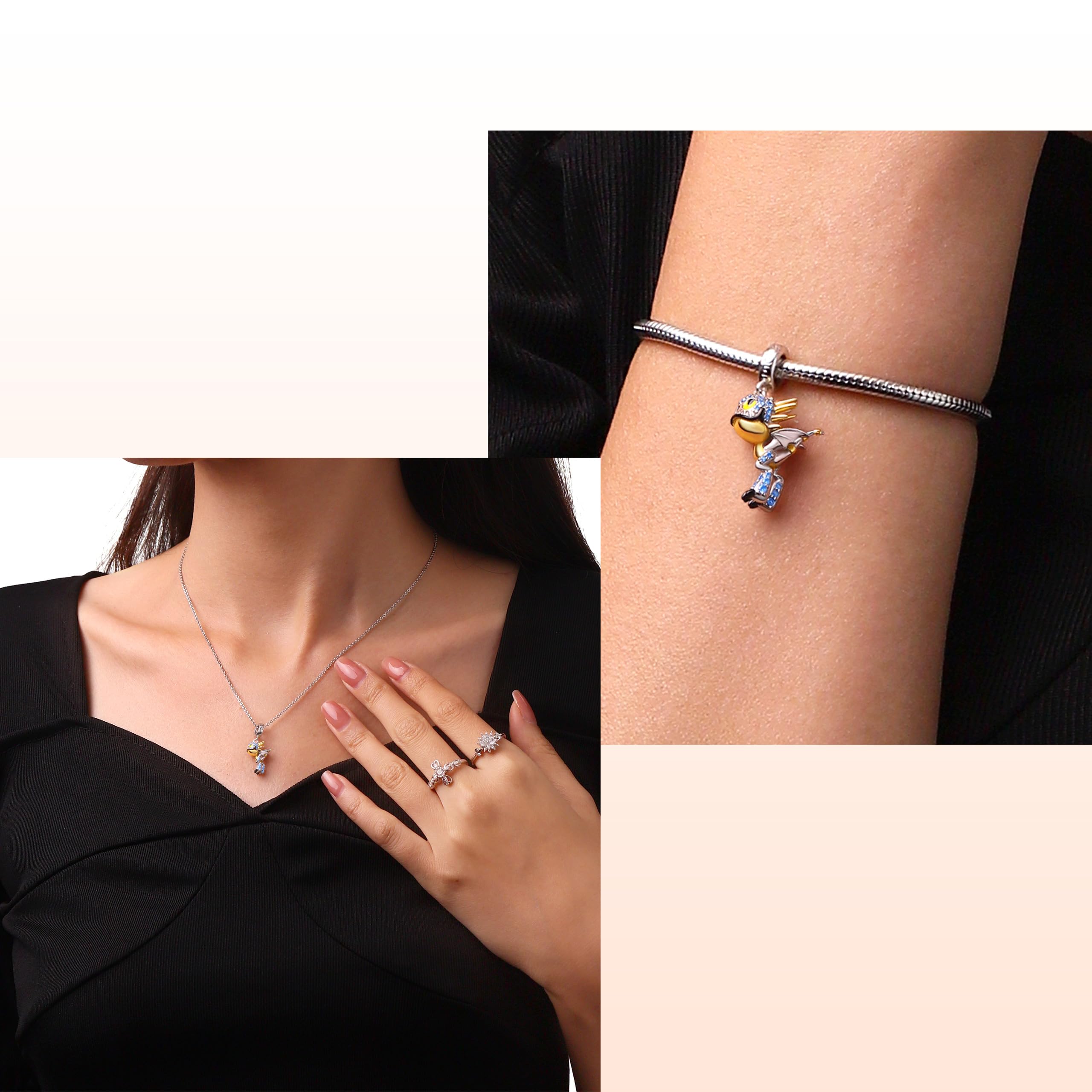 GNOCE How to Train Your Dragon Charm Anhänger Tödlicher Nadder Drache Anhänger S925 Sterling Silber Charm Perlen für Armband Halskette Schmuck Geschenk für Fans
