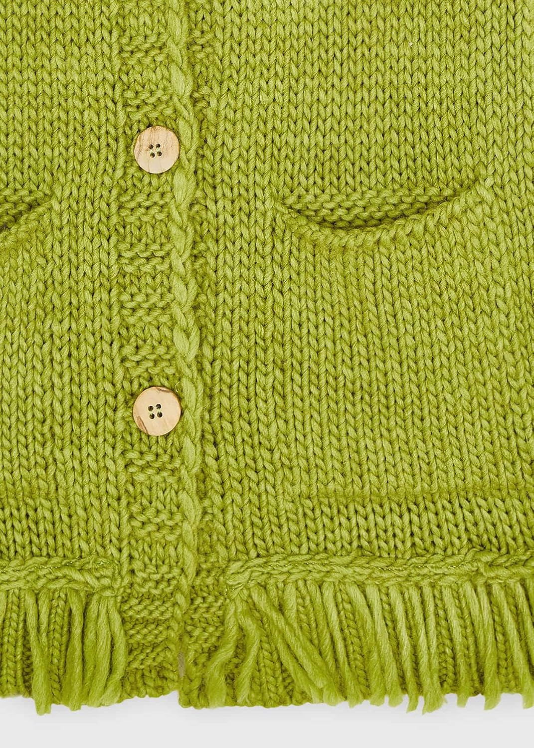 Mayoral Fringed Knit Cardigan for Girls Olive