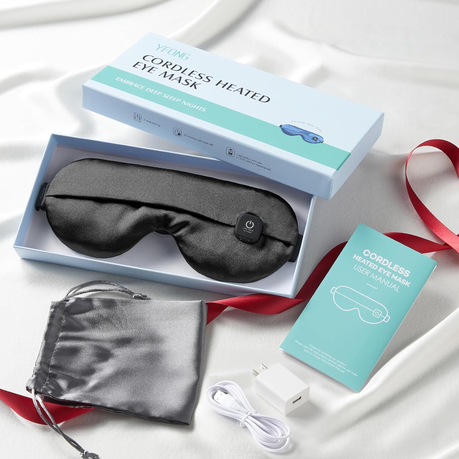 YFONG Cordless Heated Eye Mask for Dry Eyes, Warm Eye Compress for Stye, Blepharitis, Chalazion, MGD, Washable Heating Eye Mask for Sleeping, Travel, Office Nap, Perfect Light Blocking (Black) - Image 7