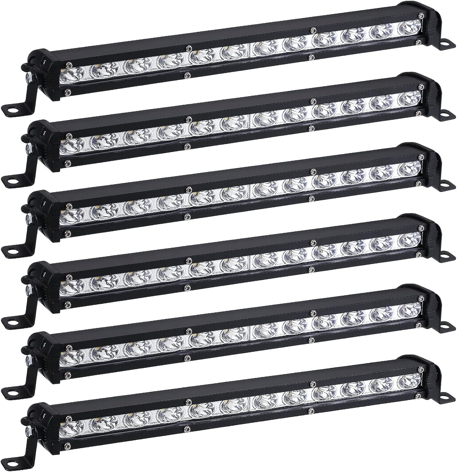 6-Piece 14-Inch Slim LED Bar Bulk Automotive Signal Row 36W 3600LM IP67 Waterproof Off Road Driving Light 3D Off Road LED Lamp Spot Flood Combo Beam for ATV UTV Trucks Boat, 12v -24v