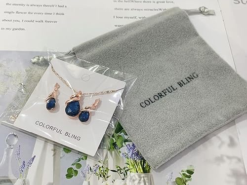 Miniatura 4 de COLORFUL BLING Rosa oro lágrima infinito colgante collar colgante pendiente nupcial perla conjuntos de joyas