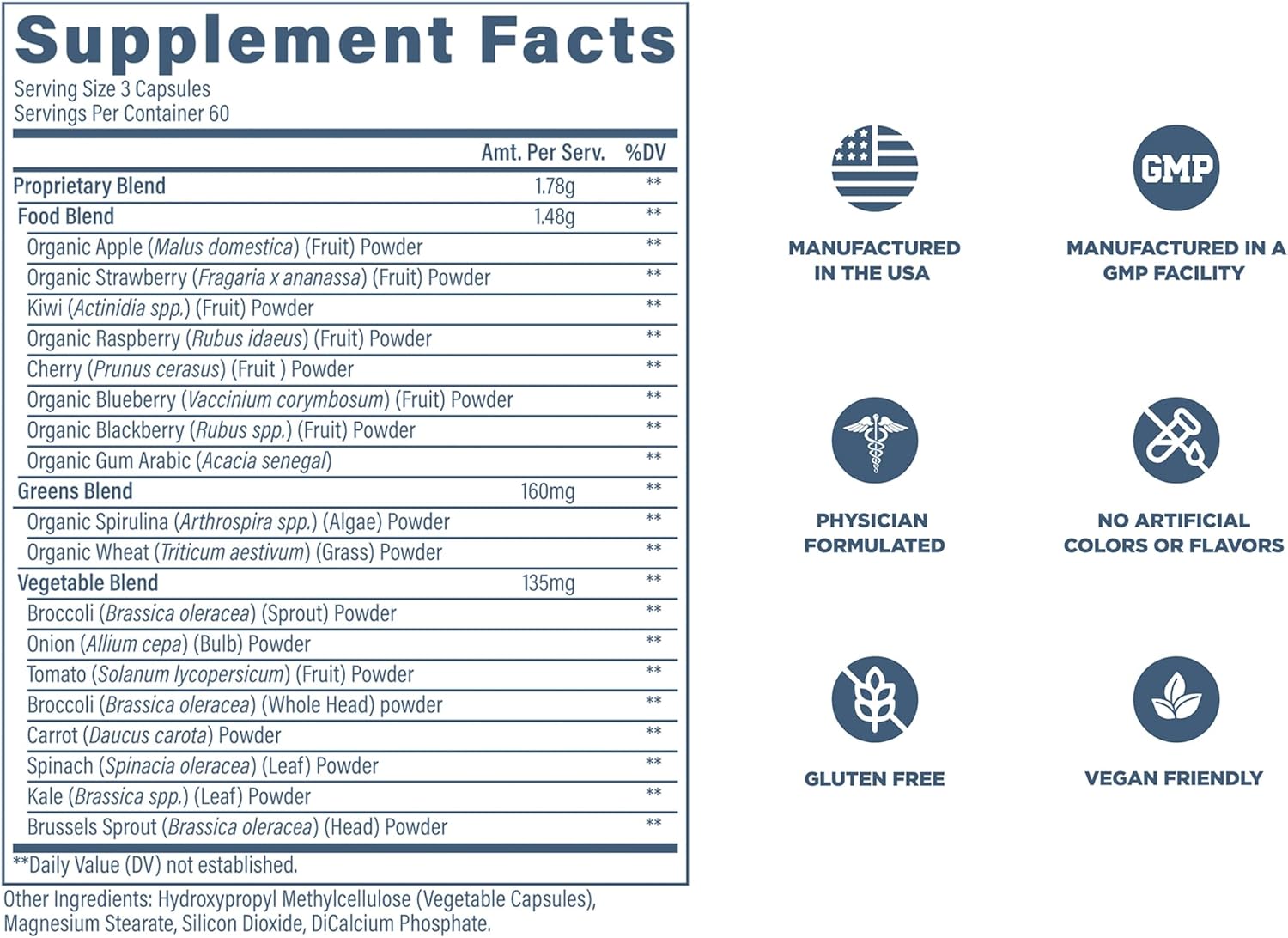 Revive MD Daily Greens Supplement for Men & Women - Superfood & Antioxidant Blend w/Digestive Enzymes, Prebiotics & Probiotics for Immune Support, Digestive & Gut Health - 180 Capsules (60 Servings) - Image 5