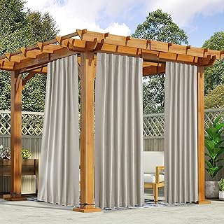 NICETOWN 2 Panels Natural Gazebo Curtains Outdoor Waterproof & Windproof...