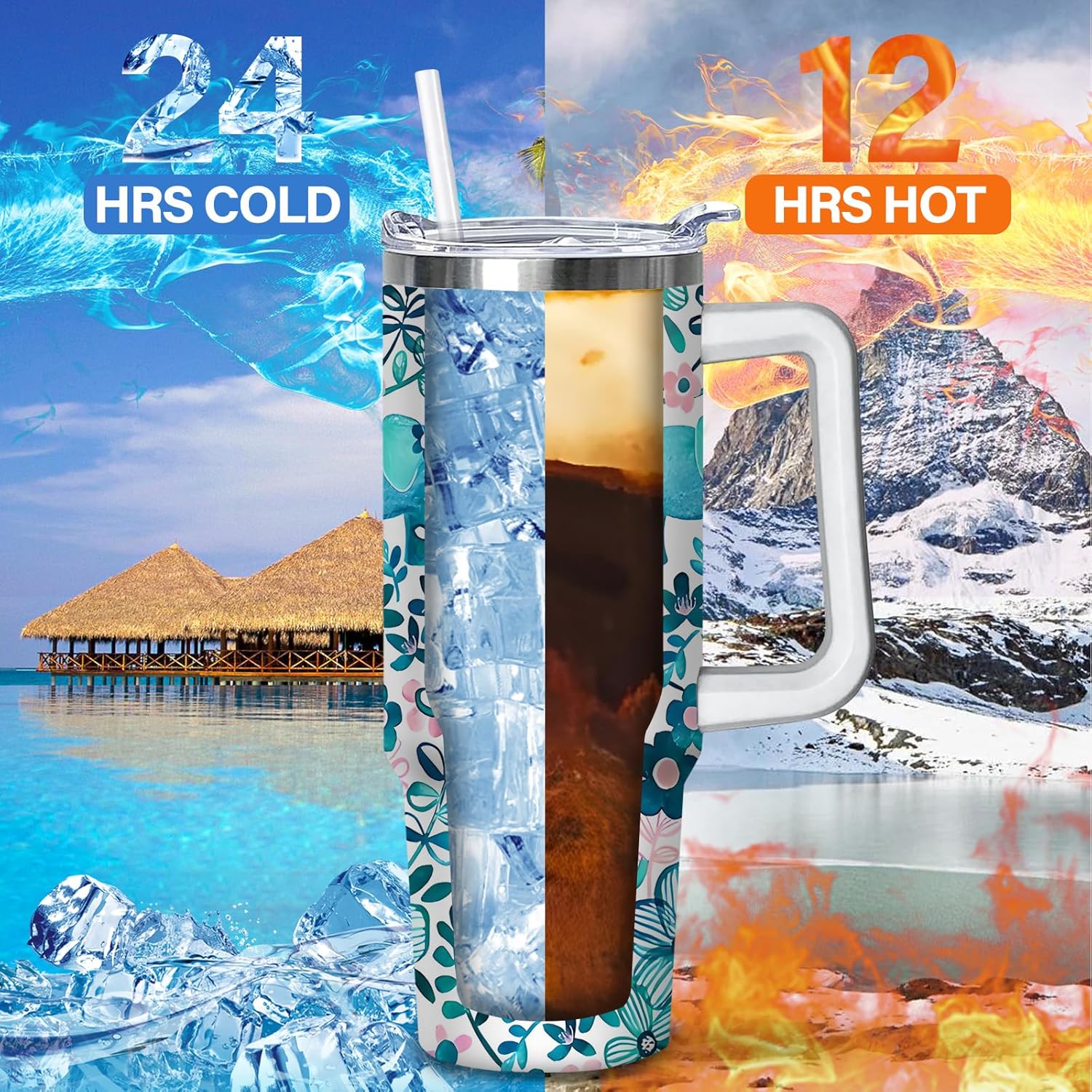 30 oz Elephant Tumbler with Handle and Straw, 30oz Insulated Stainless Elephant Tumbler Coffee Travel Mugs Cup Water Bottle Frog Lovers Gifts for Women Girls - Image 5