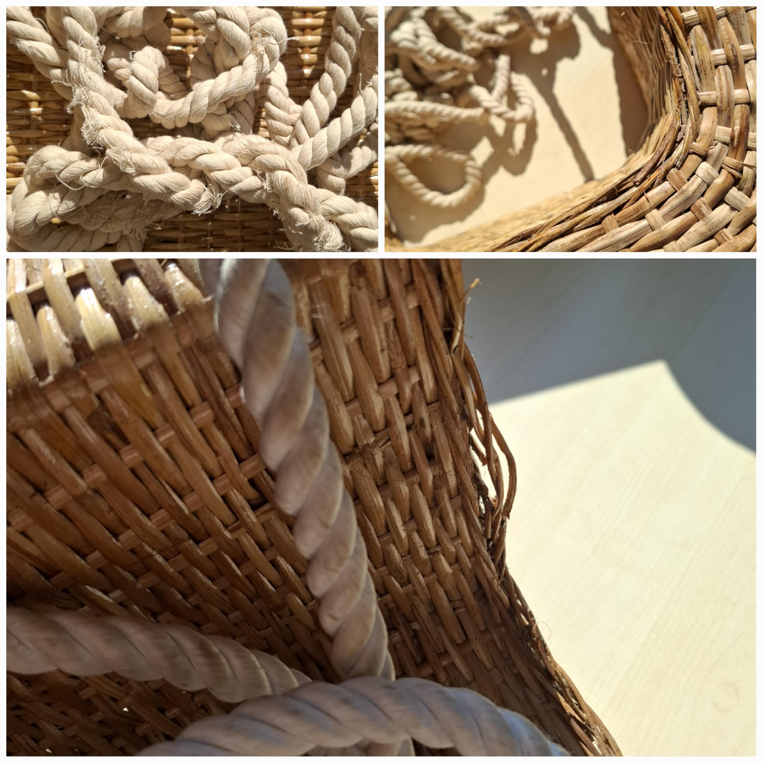Schaukel mit Rattangeflecht – Hängeschaukel Natur - Sitzschaukel aus Naturmaterial – Für Kinder & Erwachsene – 45 x 35 cm – Handgefertigt mit Seil- 2. Wahl, mit diversen Schönheitsfehlern 20171-B