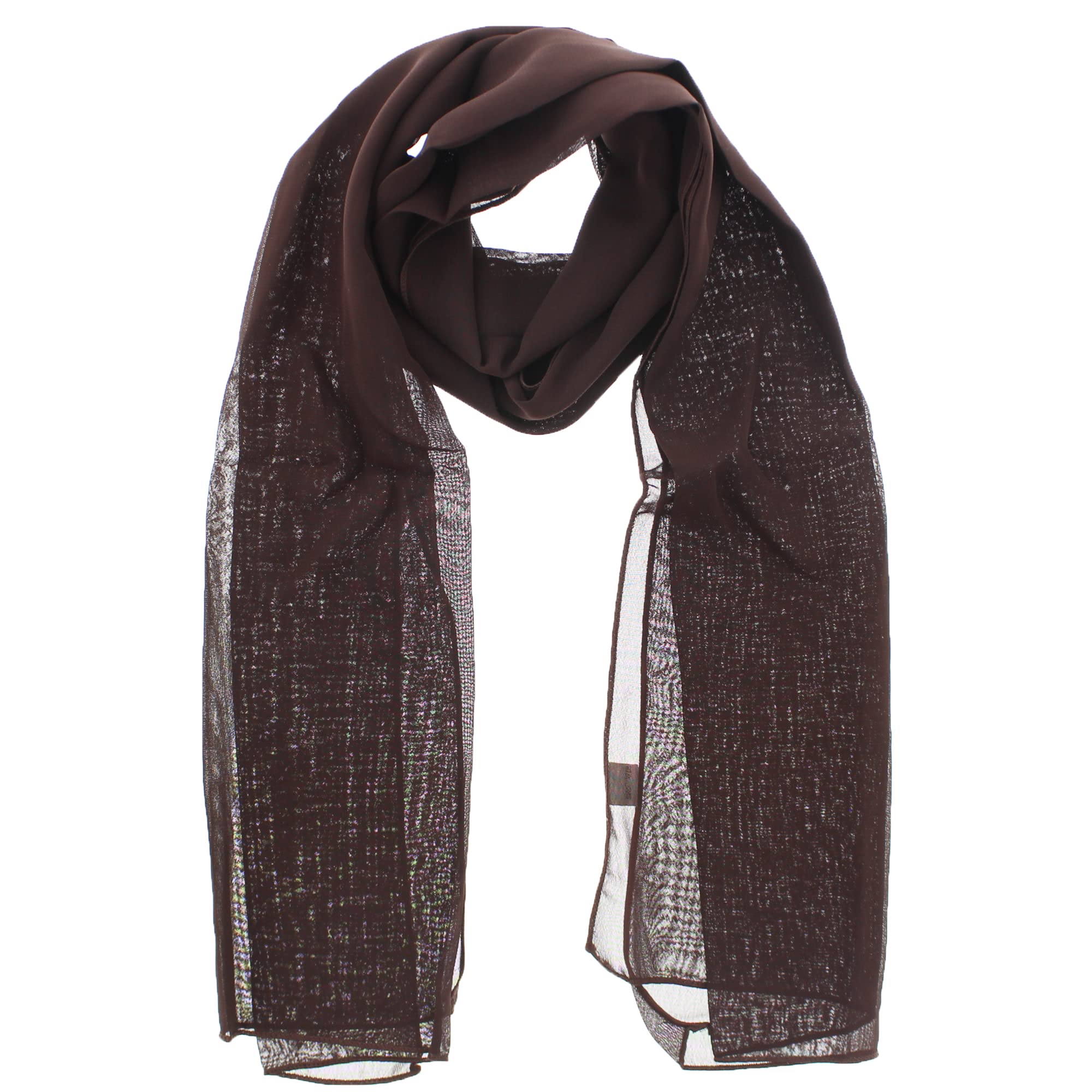 Zac's Alter Ego Women's Brown Chiffon Scarf Plain Neck Scarf Soft Headwrap Girls Headscarf Sheer Wrap Scarves & Wraps - 150X45cm
