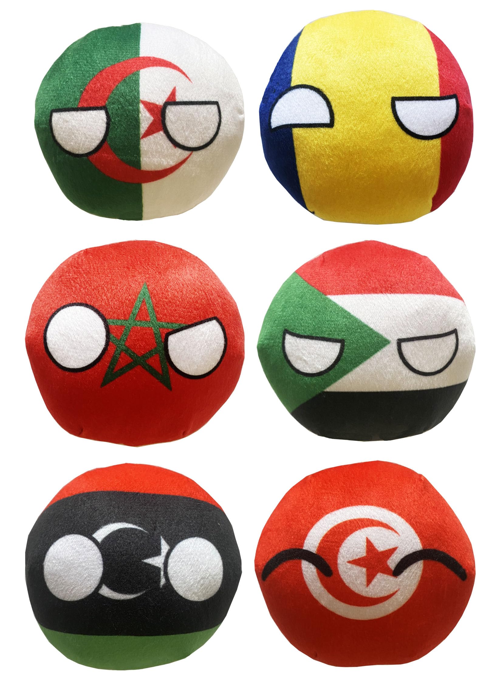 Raclove 6PC Countryballs Plushies - Soft & Educational National Character Toys. Your Collection of Countryball and Polandball Plushies. (13DZ-LY-MA-TN-SD-TD)