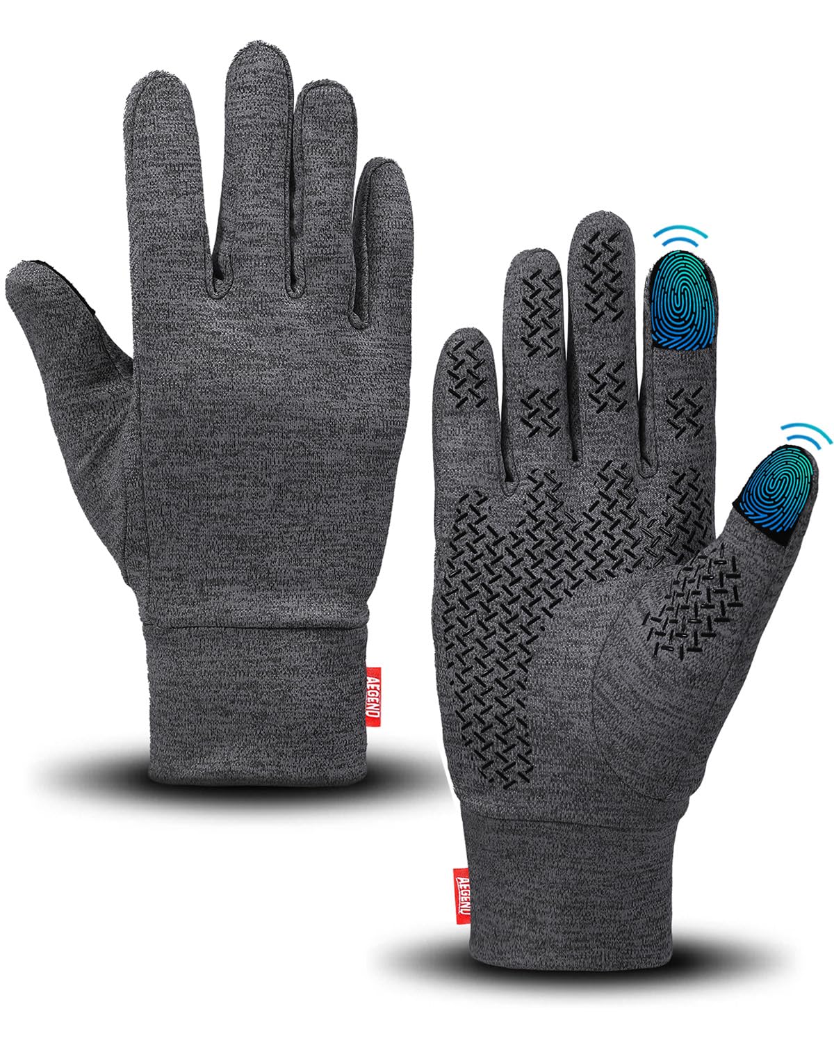 Aegend Lightweight Winter Gloves for Men Women, Warm Running Gloves Touchscreen Thermal Glove Liners for Cold Weather Driving, Cycling &amp; Hiking, Non-Slip, Elastic Cuff, Stretchy, Durable