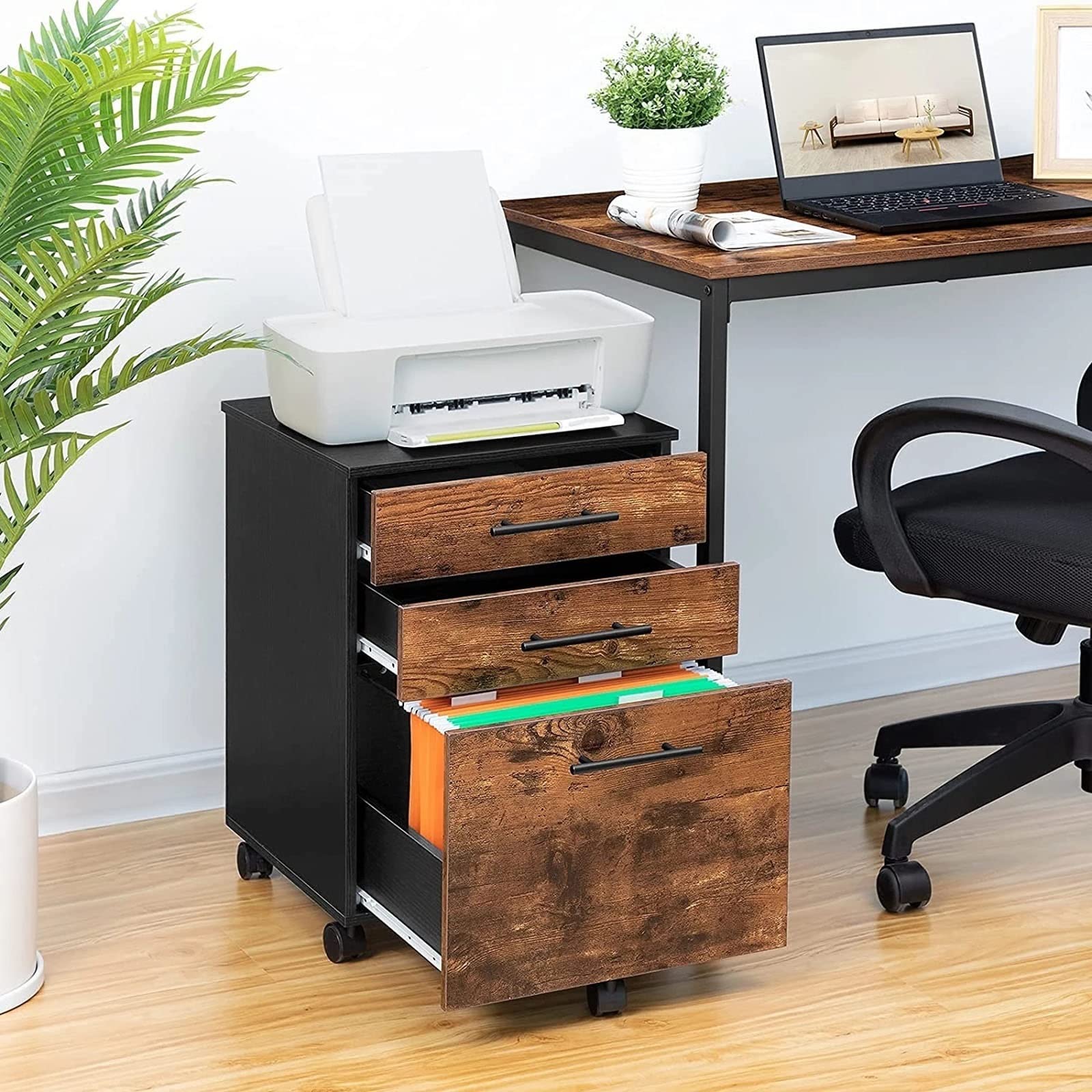 ENGENDER Schedario per Ufficio Domestico Armadi for File da Ufficio 3 cassetti Organizer Base Mobile Mobile a 5 Ruote con cassetto for cartelle sospese for l'home Office Armadio per Schedari(A)