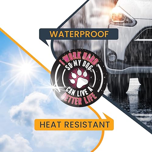 Miniatura 6 de Magnet Me Up I Work Hard So My Dog Can Have A Better Life - Calcomanía magnética redonda, 5 pulgadas, imán automotriz resistente para automóvil,