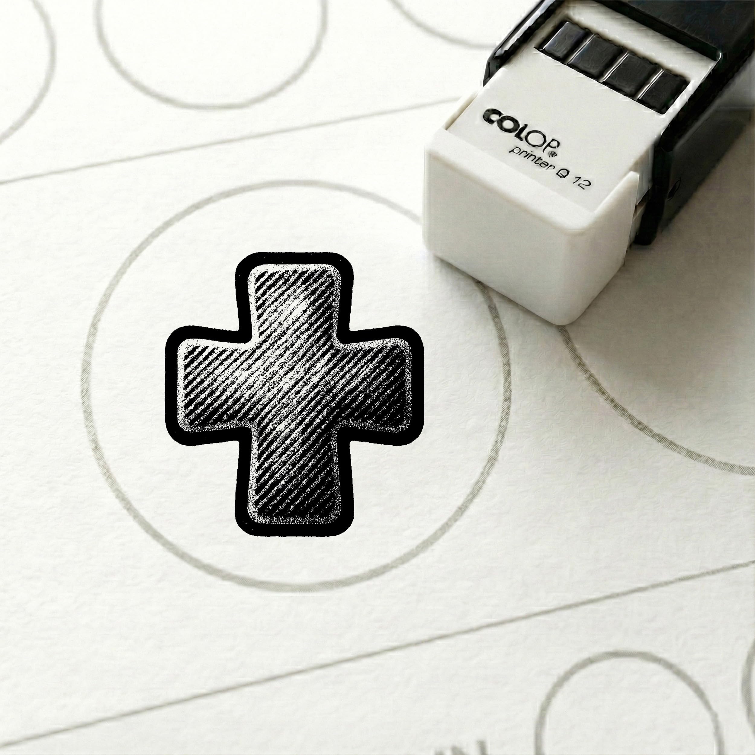 Dekolando Bonus Stamp Cross 10 x 10 mm - Bonus Card Stamp for Pharmacy Medical Shop Health Shop Drugstore - Stamp Bonus Card Customer Card Stamp Card