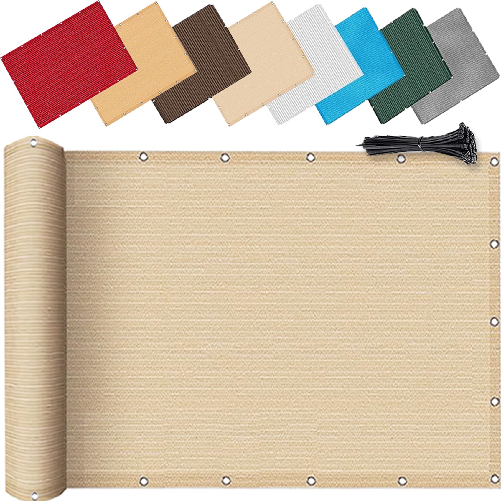 Red de Sombreado 5.2 x 7.8 m Anti-UV, Transpirable, Ligera y Duradera Resistente Al Desgarro, Toldo Vela de Sombra Rectángulo con Ojales para Exteriores Pergola Jardín, Color Crema