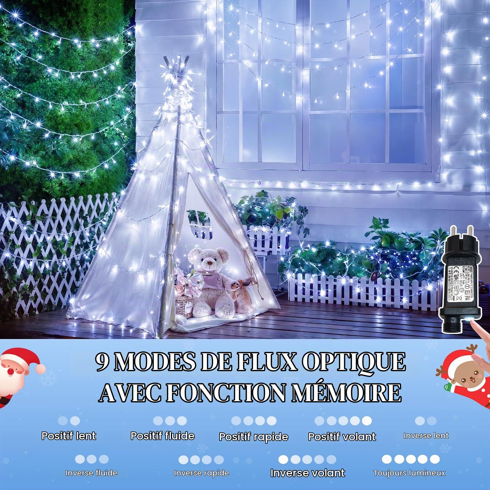 GlobaLink Guirlande Lumineuse de Noël 30M 600 LED-Blanc froid