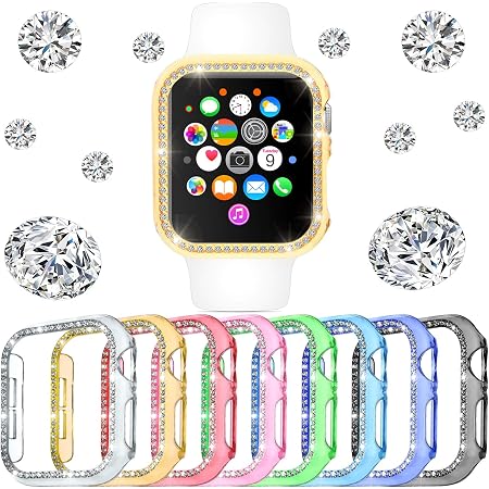 Amazon.com: 8 piezas de correa de reloj compatible con iWatch Series 6/5/4/SE  Bling Diamond Bumper con cubierta de diamantes de imitación, protector de  reloj, accesorios de marco duro chapados para mujeres y