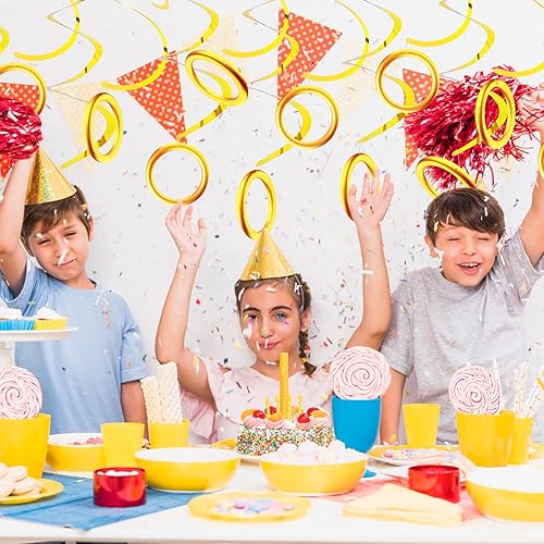 Miniatura 6 de 60 PCS Gold Ring Themed Party Hanging Swirls Sparkle Golden Ceiling Hanging Streamers Gold Ring Swirl Decorations for Birthday Graduation Wedding