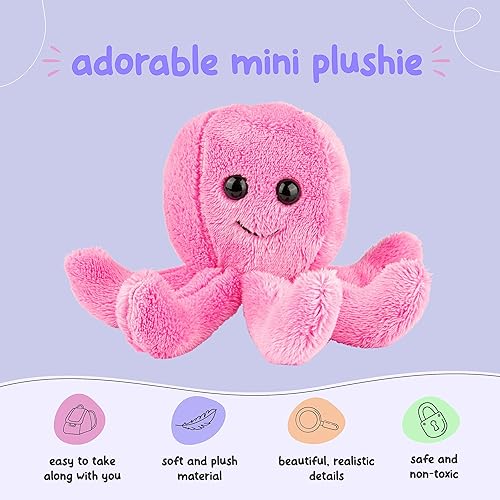 Miniatura 6 de Forest & Twelfth Pulpo de peluche, mini juguete de peluche para niños, recuerdos de fiesta oceánica y bolsas de golosinas, premios de caja del