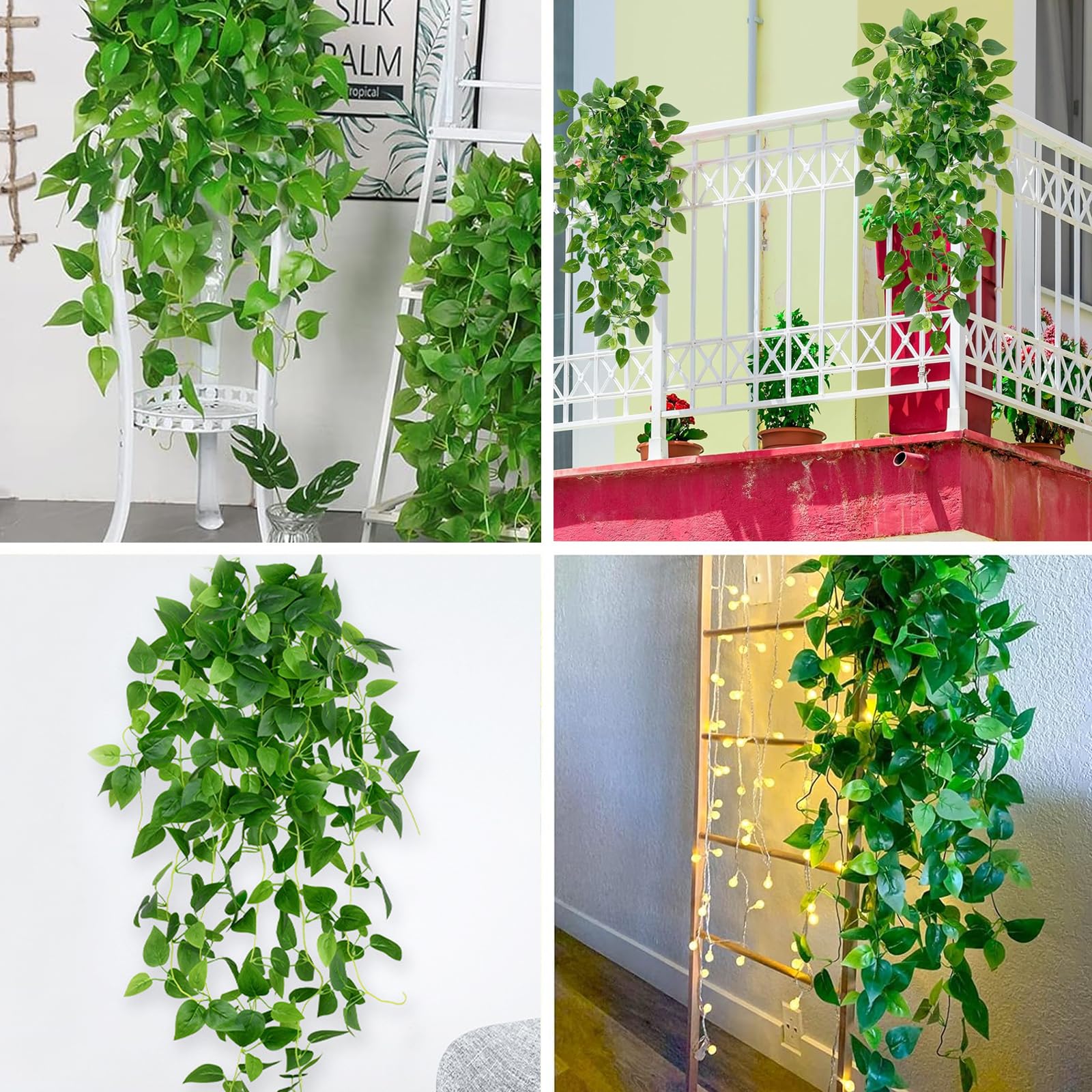 Sztuczna roślina wisząca, 2 sztuki, sztuczna roślina wisząca, 100 cm, wiszące plastikowe rośliny, sztuczny bluszcz, winorośl, do użytku wewnątrz i na zewnątrz, do ogrodu, dekoracja ścienna
