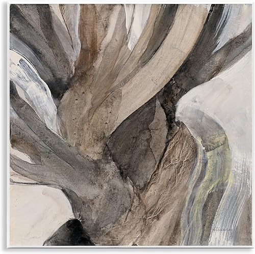 Stupell Industries Placa de pared abstracta de madera flotante retorcida, color marrón neutro, diseño de Albena Hristova, 12 x 12 pulgadas